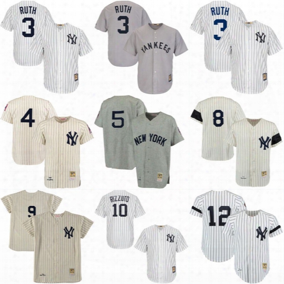 New York Yankees Throwback Ersey Men&#039;s 3 Babe Ruth 4 Lou Gehrig 5 Joe Dimaggio 7 Mickey Mantle 8 Don Larsen Base6all Jerseys Mix Order