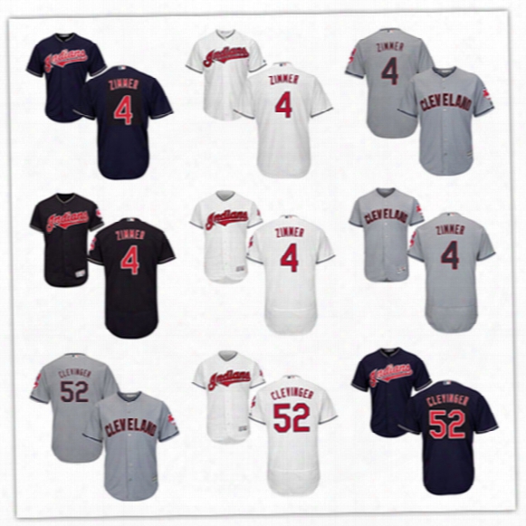 Newest-mens Cleveland Indians Bradley Zimmer Cool Base Baseball Jersey Stitched #52 Mike Clevinger Cleveland Indians Flex Base Jerseys