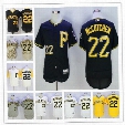 Stitched Mens Pittsburgh Pirates #22 Andrew McCutchen black gray white yellow camo fashion mesh pullover cooperstown cool flex gold jerseys