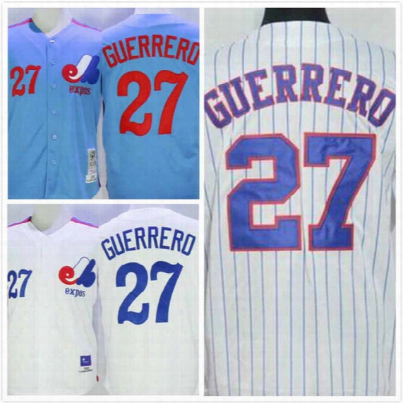 Vladimir Guerrero Jersey 27 Mens Expos Baseball Jerseys Throwback Full Stitched Logo Embroidery Blue White Size S-3xl Free Shipping
