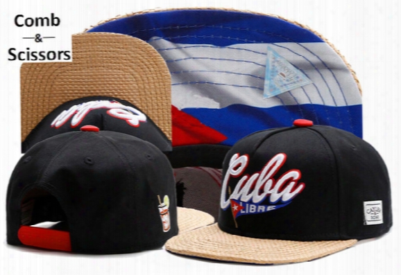 Wholesale- Brand Comb&scissors C&s Cuba Libre Cap Black Snapback Hat Men Women Adult Hip Hop Outdoor Sports Unisex Sun Baseball Cap