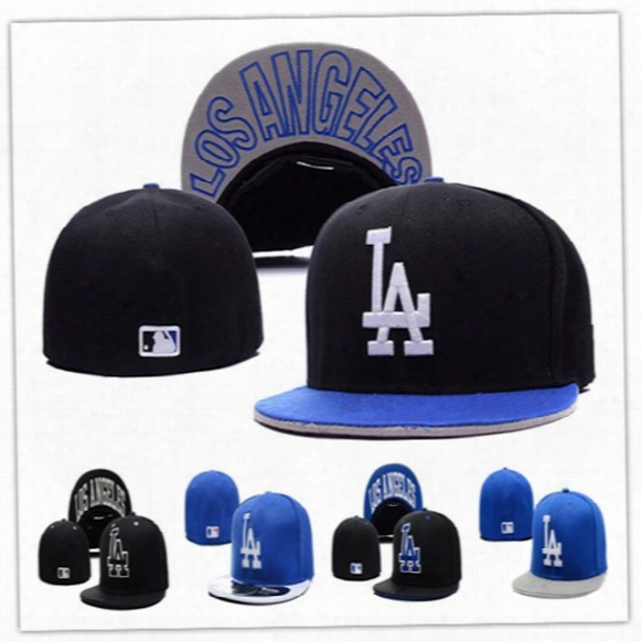 Wholesale Lls Angeles Dodgers Fitted Caps La Letter Embroidery Baseball Cap Flat-brim Hat Team Size Baseball Caps