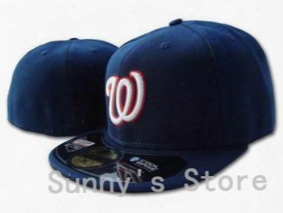 Wholesale-top Quality Washington Nationals Baseball Fitted Hats Classic Navy Blue Color With White W Brand Sports Team Flat Caps