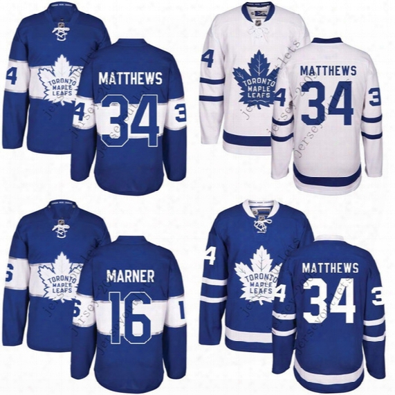 Youth Toronto Maple Leafs 34 Auston Matthews 16 Mitch Marner Blue 100th 2017 Centennial Classic Premier Jersey Stitched S-xl