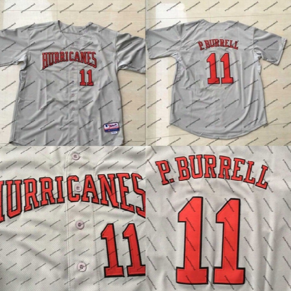 11 Pat Burrell Jersey University Of Miami Hurricanes College 100% Stitched Embroidery Logos Throwback Baseball Jerseys Any Name And Number