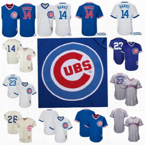 #14 Ernie Banks Chicago Cubs Mesh Bp Jersey 23 Ryne Sandberg 26 Billy Williams Throwback Baseball Jerseys Cooperstown Collection