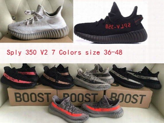 2016 V2 Sply 350 Boost Black Red Copper White Kanye West Boost 350 Running Shoes V2 Sply 350 Men Women Basketball Shoes 36-48
