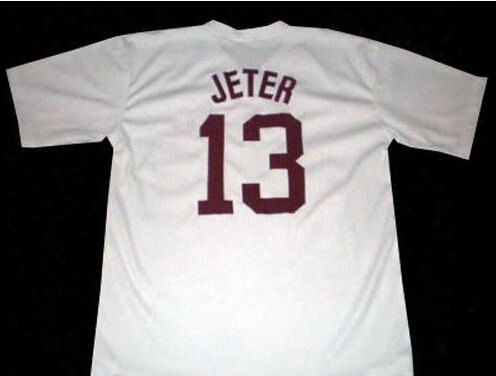 30 Teams- Derek Jeter Jersey, #13 Derek Jeter Kalamazoo High School Jersey, Men&#039;s Stitched Throwback Baseball Jerseys Red/white S-3xl