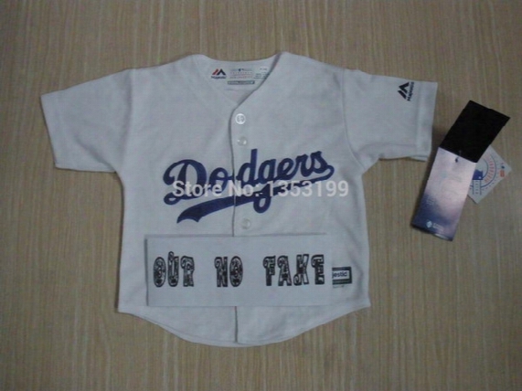 30 Teams- Real Majestic Los Angeles Dodgers 2015 Cool Base Kids&#039; Infant Toddler Preschool Home Jersey - White