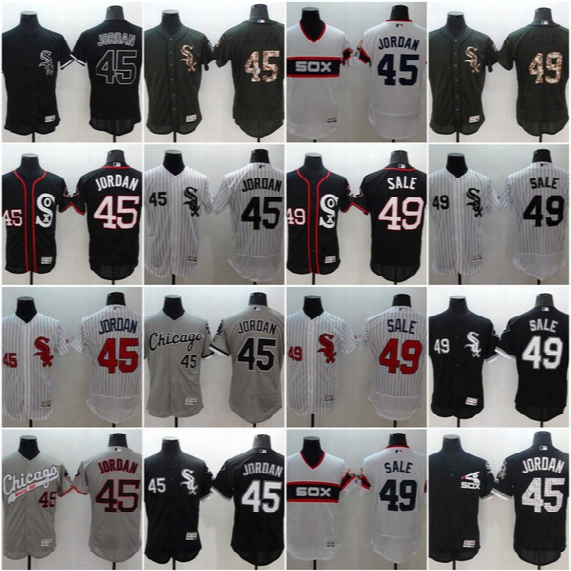 #49 Chris Sale #45 Chicago White Sox Men All Stitched Embroidery Flexbase Onfiled Baseball Jerseys Free Shipping