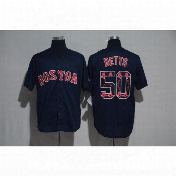 Boston Redsox #50 Betts 2017 Spring Training Navy Blue Baseball Jerseys Men Printing Baseball Shirts Professional Jersey