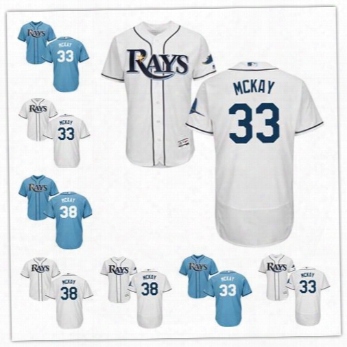 Brendan Mckay Jersey #33 #3b Tampa Bay Rays Baseball Jerseys Navy Lightblue White Grey