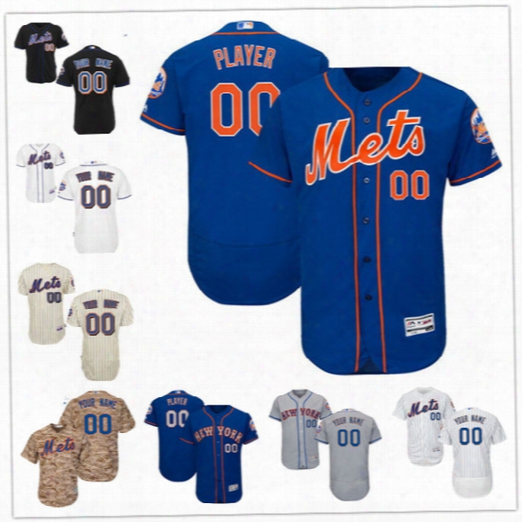 Custom Flex Base New York Mets Conforto Reyes Degrom Cespedes Syndergaard Gray White Blue Black Stitched Any Name Number Mens Jerseys S-4xl