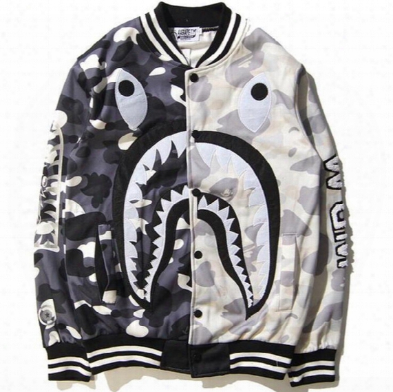 Jasonplay Vi & Skateboard Aape Shark Jacket Men Autumn Winter Swag Plus Size Baseball Jacket Suprem Brand Clothing Free Shipping