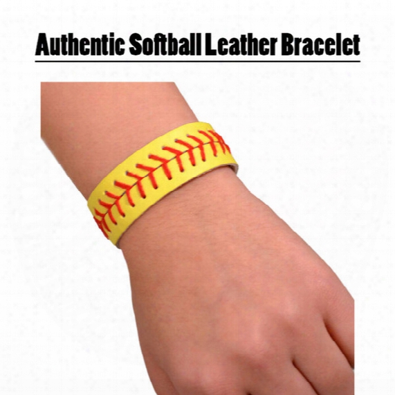 Leather Softball Yellow Bracelet Baseball White Football 10 Color Free Shipping