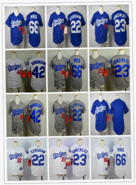 Los Angeles Dodgers Youth Jerseys Clayton Kershaw Jackie Robinson Puig Adrian Gonzalez Blue White Boys Kids Baseball Jersey Shirt Cheap