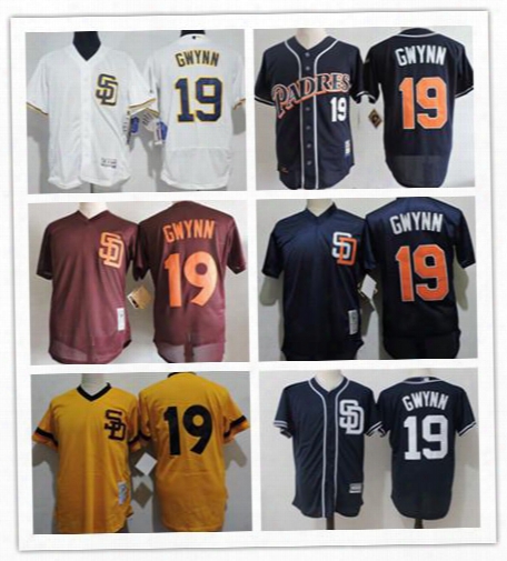 Men&#039;s San Diego Padres #19 Dunce Gwynn Navy Blue 1998 Throwback Cooperstown Collection Stitched Mlb Mitchell & Ness Jersey