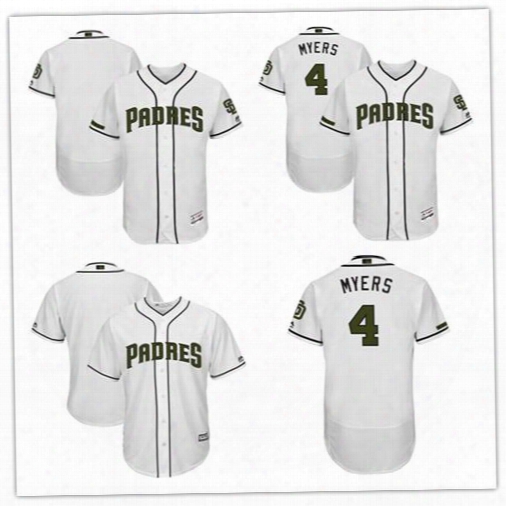 Men&#039;s San Diego Padres Wil Myers Majestic White 2017 Memorial Day Cool Base Flexbase Player Jersey Custom Any Name Any Number