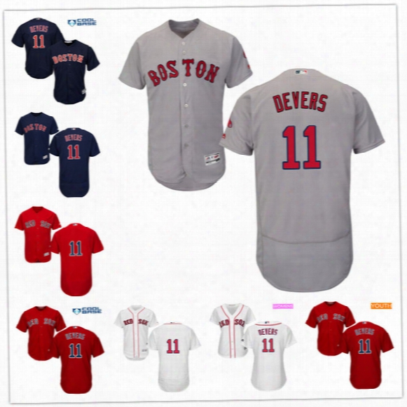 Mens Womens Youth Boston Red Sox #11 Rafael Devers White Home Navy Blue Gray Road Cool Flex Base Kids Baseball Stitched Jersey S-4xl