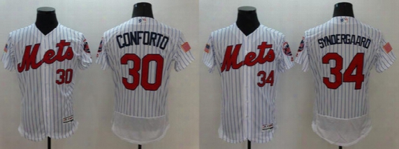 New York Mets #30 Michael Conforto 34 Noah Syndergaard Independence Day Mens Elite Embroidery Baseball Shirts Stitched Sports Team Jerseys