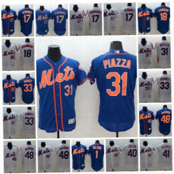 New York Mets #31 Mike Piazza #33 Matt Harvey #18 Darryl Strawberry #17 Keith Hernandez #48 Jacob Degrom Flexbase Onfiled Baseball Jerseys