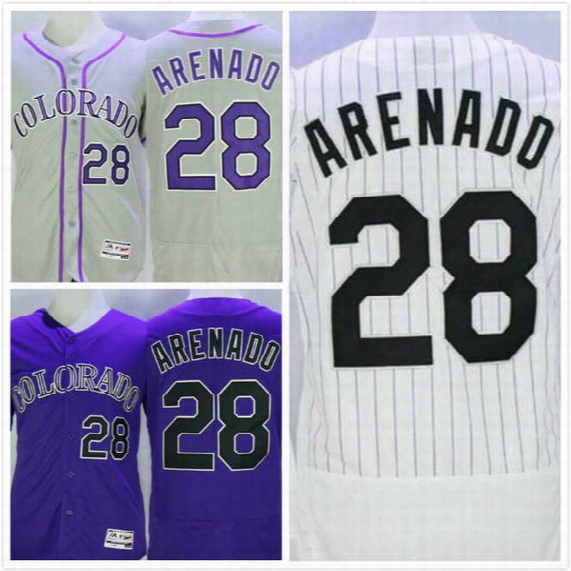 Nolan Arenado Jersey 28 Mens Rockies Baseball Jersey Throwback Full Stitched Embroidery Logo Purple Grey White Size S-3xl Free Shipping
