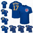 Chicago Cubs #12 Schwarber #17 Bryant #18 Zobrist #44 Rizzo Majestic Royal 2017 Gold Program Name & Number T-Shirt