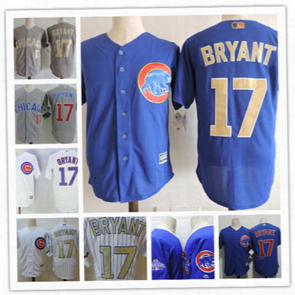 Youth Chicago Cubs Kris Bryant 2017 White Gold Program Players Baseball Jersey Stitched Kids 17 Kris Bryant Cubs Cool Base Jersey S-xxl