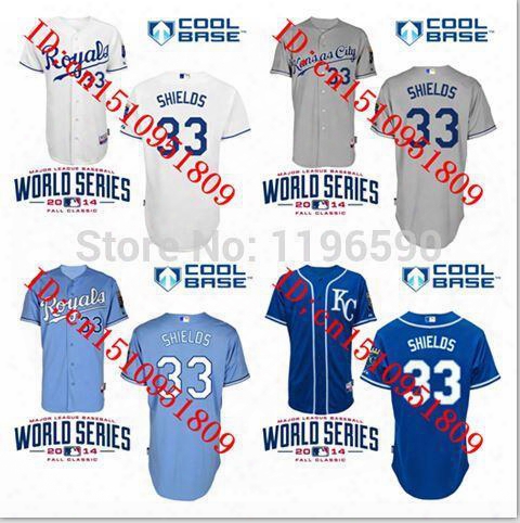 30 Teams- 33# James Shields Kansas City Royals Baseball Jersey Wholesale Free Shippingmore Color Embroidery Various Styles Men Size S-5xl