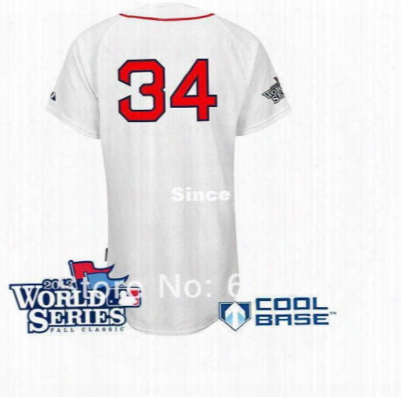 30 Teams- Stitched Boston Red Sox 34 David Ortiz White Home Jersey With 2013 World Series Champions Patch Baseball Jersey /shirt