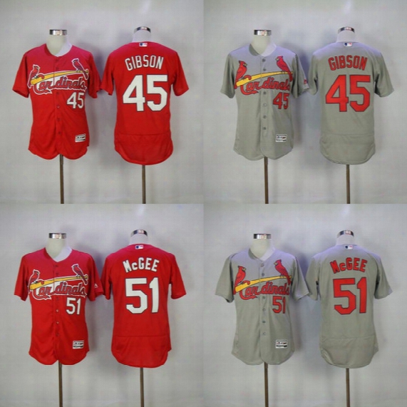 #45 Bob Gibson Jersey Mens St. Louis Cardinals #51 Willie Mcgee Jersey 100% Stitched Embroidery Logos Throwback Baseball Jerseys Mix Order