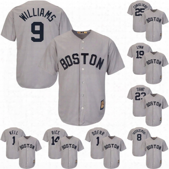 #8 Carl Yastzremski Ted Williams Bobby Doerr Tony Conigliaro Fred Lynn Luis Tiant Jim Rice Boston Red Sox Throwback Baseball Jerseys