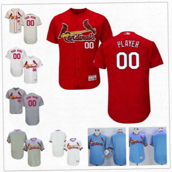 Custom Flex Base St. Louis Cardinals Molina Gray Martinez Fowler Smith Musial White Red Cream Blue Stitched Any Name Number Men Jersey S-4xl
