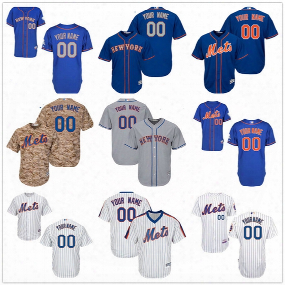 Customized New York Mets Mens Womens Youth Gray Road White Blue Black Cooperstown Throwback Sewn On Your Own Name Number Jerseys S,4xl