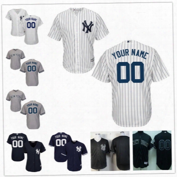 Customized New York Yankees Mens Womens Youth Kids Gray Road White Navy Blue Personalized Sewn On Your Own Name Number Jerseys S,4xl