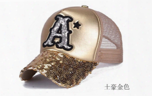 Fashion Bling Sparkles Decorated Mesh Cap Artificial Leather Woman Baseball Hat Snapback Cap Embroidery Sun Protection Cap