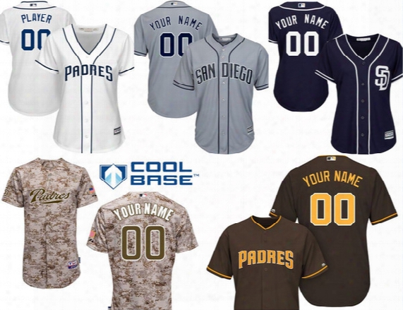 Free Shipping! Women Custom San Diego Padres Baseball Jerseys Black White Blue Grey Camo Personalized Baseball Jerseys Cheap