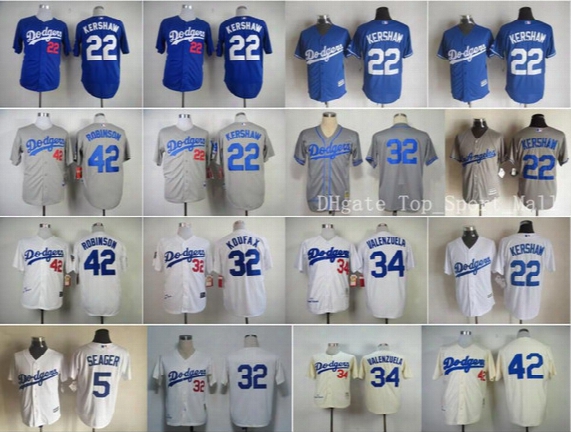 Los Angeles Dodgers 42 Jackie Robinson Baseball Jerseys Game 22 Clayton Kershaw 5 Corey Seager 34 Fernando Valenzuela 32 Sandy Koufax