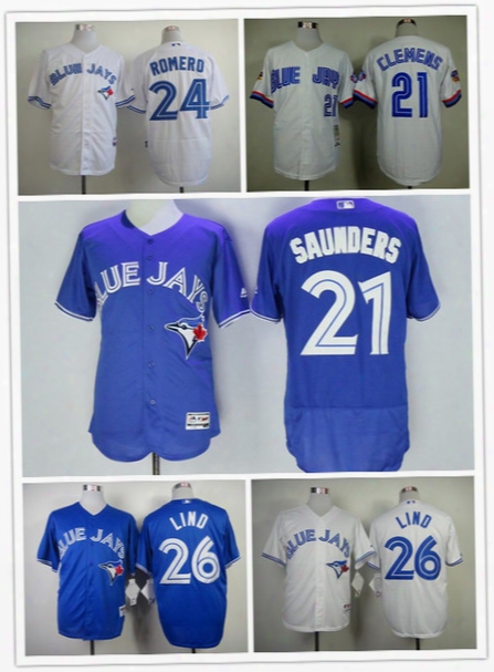 Men Toronto Blue Jays Jerseys 21 Michael Saunders 24 Ricky Romero 26 Adam Lind Jerseys Mlb Jersey Basebakl Jerseys For Sale Embroidery Logo