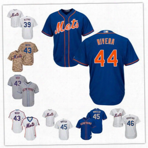 New York Mets Jersey Stitched Womens Youth White Gray 39 Jerry Blevins 43 Addison Reed 44 Rene Rivera 45 Zack Wheeler 46 Chase Bradford