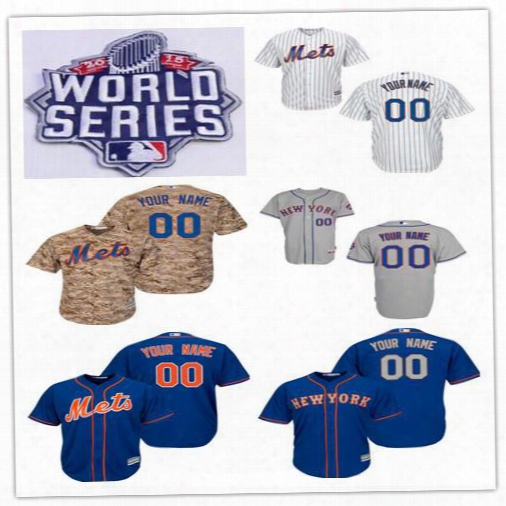 Personalized Cool Base New York Mets 2015 World Series Custom Mens Womens Youth Kid Baseball Jerseys Camo White Gray Royal Blue S,4xl