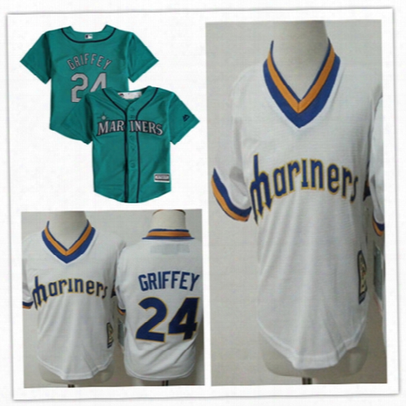 Toddler Seattle Mariners Ken Griffey Jr. White Pullover Cooperstown Cool Base Jersey Green Preschool 24 Ken Griffey Jr. Baby Jersey 2t-4t