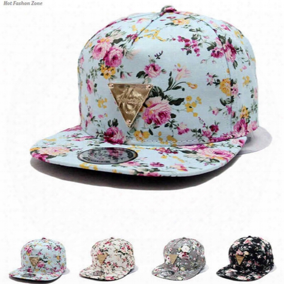 2017 Fashion Hip-hop Hat Baseball Cap Floral Flower Snapback Flat Peaked Adjustable 4 Colors To Ukraine Also 50