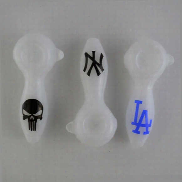 Bas Eball Pipes New Ny New York La Los Angeles Dodgers Punisher Logo Glass Smoking Pipes Yankees Cigarette Burningherbs Pipe 4&quot; Length Oil