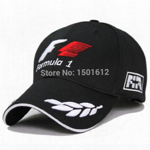 Wholesale-2015 Outdoor Men World Champinship Formula 1 Racing Cap Sports Male Baseball Cap Car Motorcycling Visors Sun Hat Black