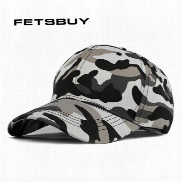 Wholesale- Fetsbuy Mens Army Camo Cap Baseball Casquette Camouflage Hats For Men Hunting Camouflage Cap Women Blank Desert Hat