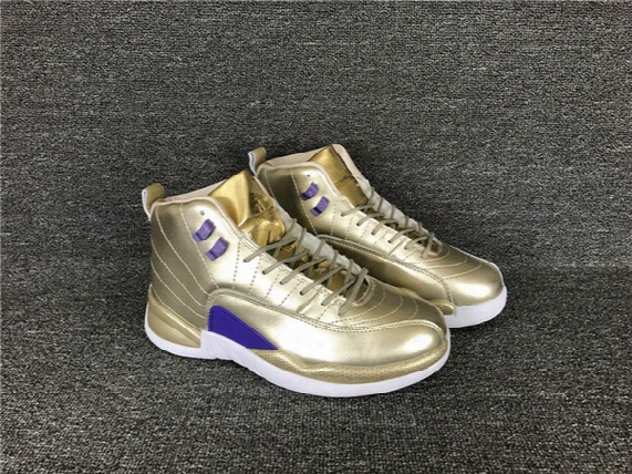 2016 New Air Retro 12 Xii Gold Blue White 12s Men Basketball Shoes Sports Sneakers Wholesale Trainers Discount Free Shipping Size 8-13