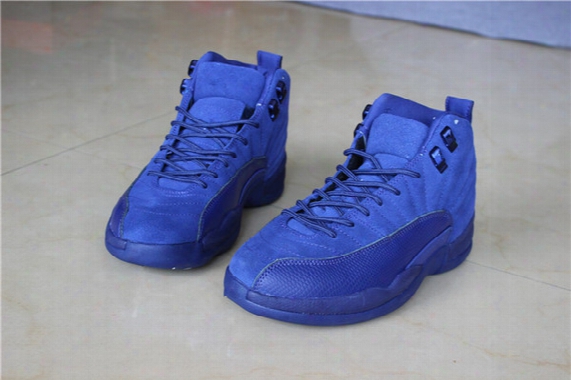 2016 New Retro 12 Xii Premium Deep Royal Blue Suede All Retro 12s Men Basketball Sohes Sports Women Sneakers High Quality Size 36-47