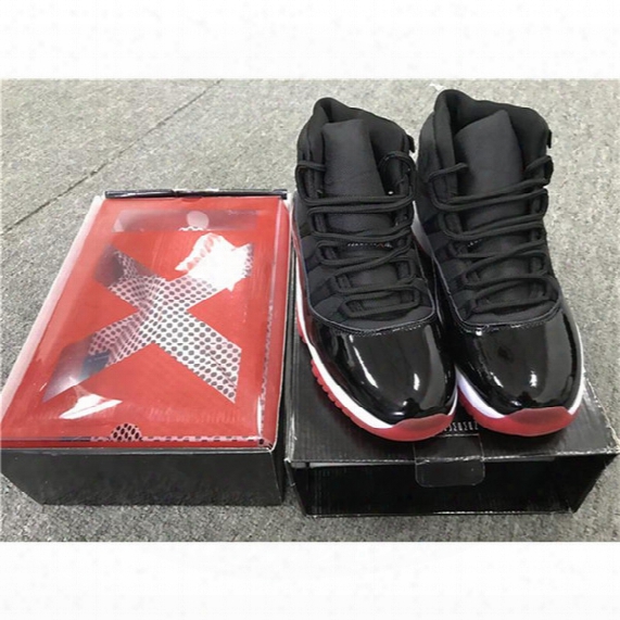 2017 Hot Sales Cheap Air Retro 11 Basketball Shoes Black Red Bred 136046-061 Xi 11s Mens Basketball Sneakers With Retail Box Free Shipping