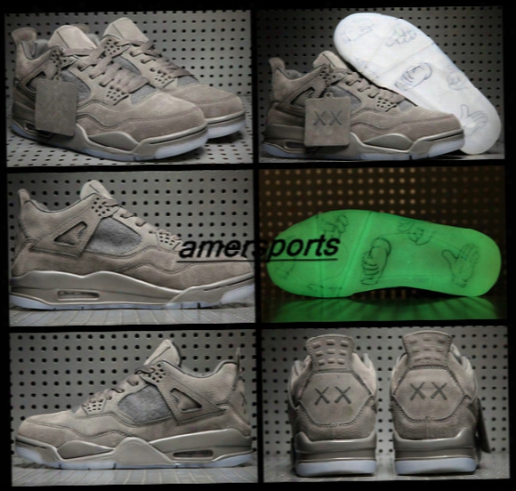 2017 Retro 4 Iv Kaws X Cool Grey Glow In The Dark Mens Basketball Soes High Quality Limited Edition Retros 4s Basket Ball Shoes Sneakers